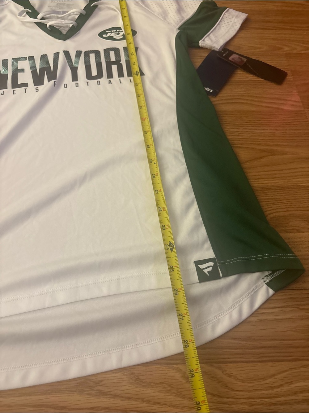 Fanatics New York Jets Women's White & Green Lace-Up V-Neck Jersey Size Small - Picture 5 of 8